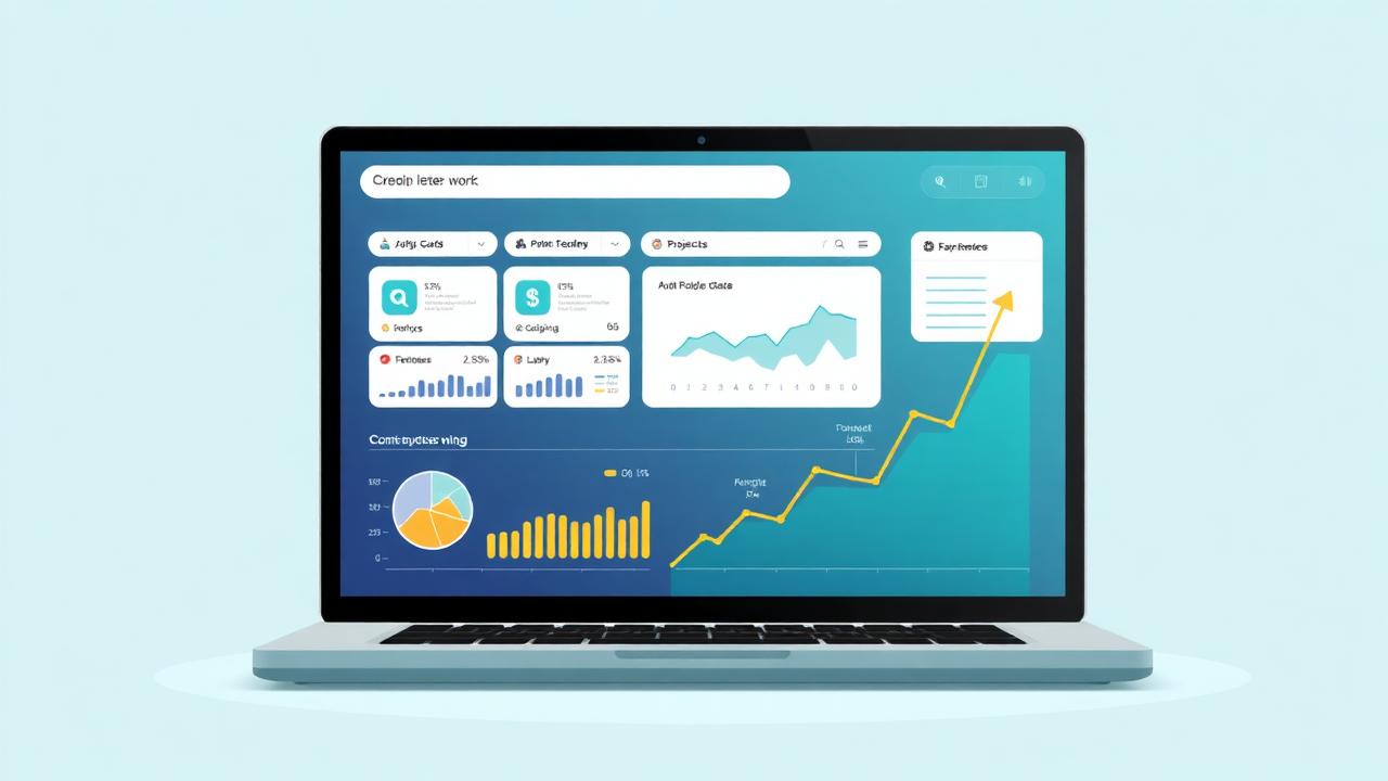 Freelance work dashboard on laptop with rising earnings for Bangladeshi certified freelancer