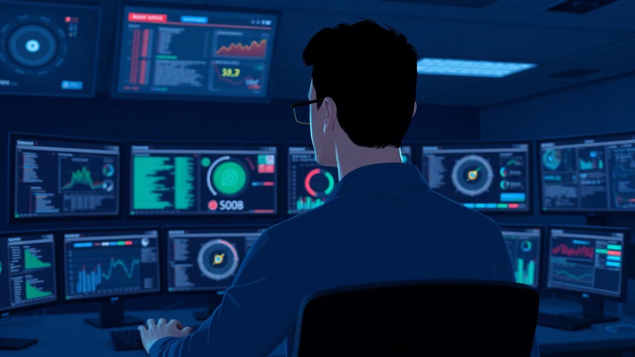 SOC analyst monitoring cybersecurity dashboards in a Bangladeshi operations center